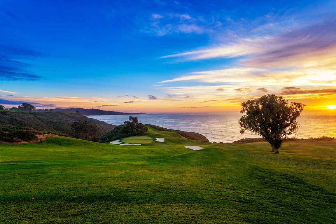 torrey pines golf course at sunset